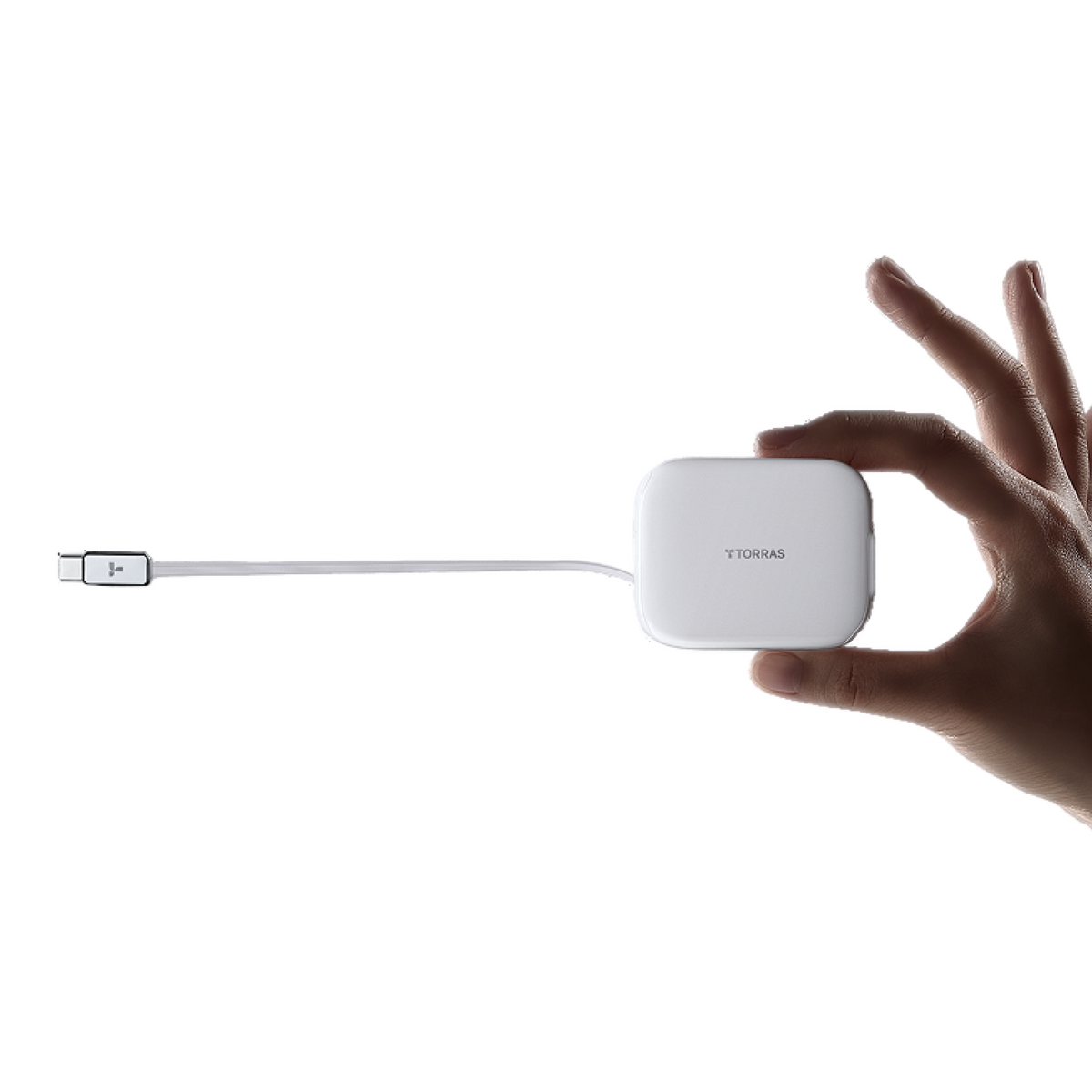 White TORRAS FlexLine 40W compact charger with USB-C cable.