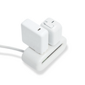 Two white TORRAS 40W retractable chargers demonstrating USB-C port and foldable US plug.