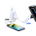 TORRAS FlexLine 40W retractable charger: Dual USB-C ports charging iPhone & iPad at 20W.