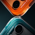 TORRAS Ostand Q3 Air cases for iPhone 17 Pro Max in orange and teal, showing sleek design and textured grip.