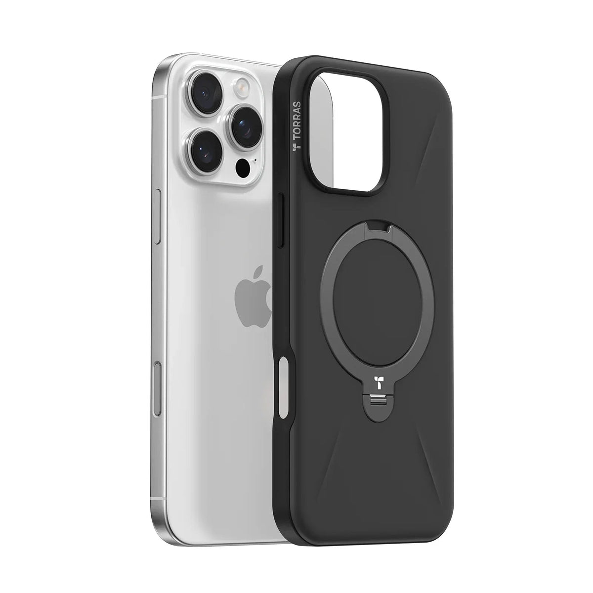 TORRAS Ostand Q3 Fusion iPhone 16 Pro Max case with integrated magnetic stand.