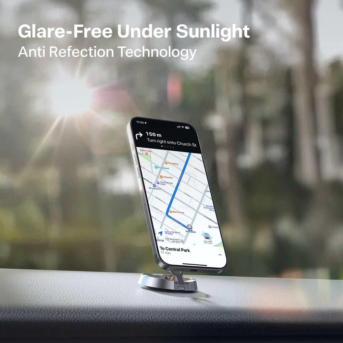 OrigArmor screen protector for iPhone 16 Pro Max: glare-free, anti-reflection in sunlight.