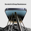 OrigArmor iPhone 16 Pro Max screen protector: Scratch & Drop Resistance demonstration.