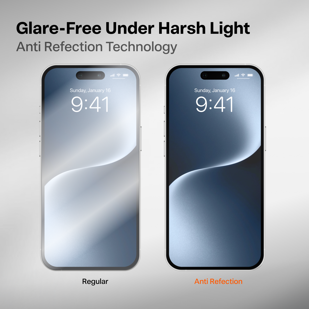 TORRAS OrigArmor Screen Protector for iPhone 18 Pro/Pro Max anti-reflective cutting glare compared with regular film