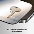 TORRAS OrigArmor Screen Protector for iPhone 18 Pro/Pro Max resisting scratches from a key resting on the