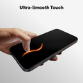 TORRAS OrigArmor Screen Protector for iPhone 18 Pro/Pro Max Finger gliding across a screen protector with smooth response