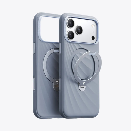 TORRAS Ostand Q3 slate blue silicone case for iPhone 17 Pro with ring stand