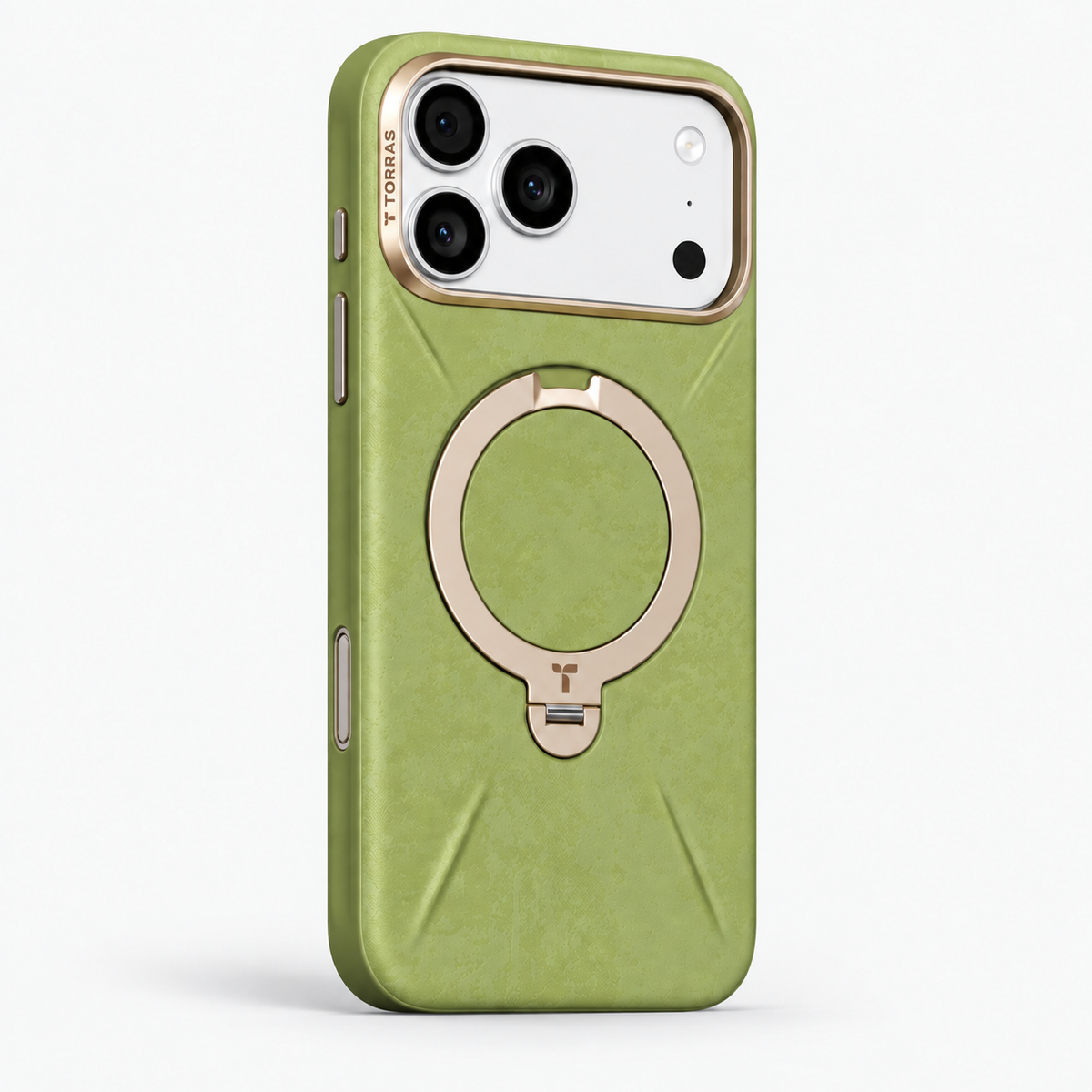 Ostand Q3 Soft Moss Green case for iPhone 17 Pro Max - Silver phone