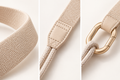 Woven shoulder band, stitched trim and metal clasp details