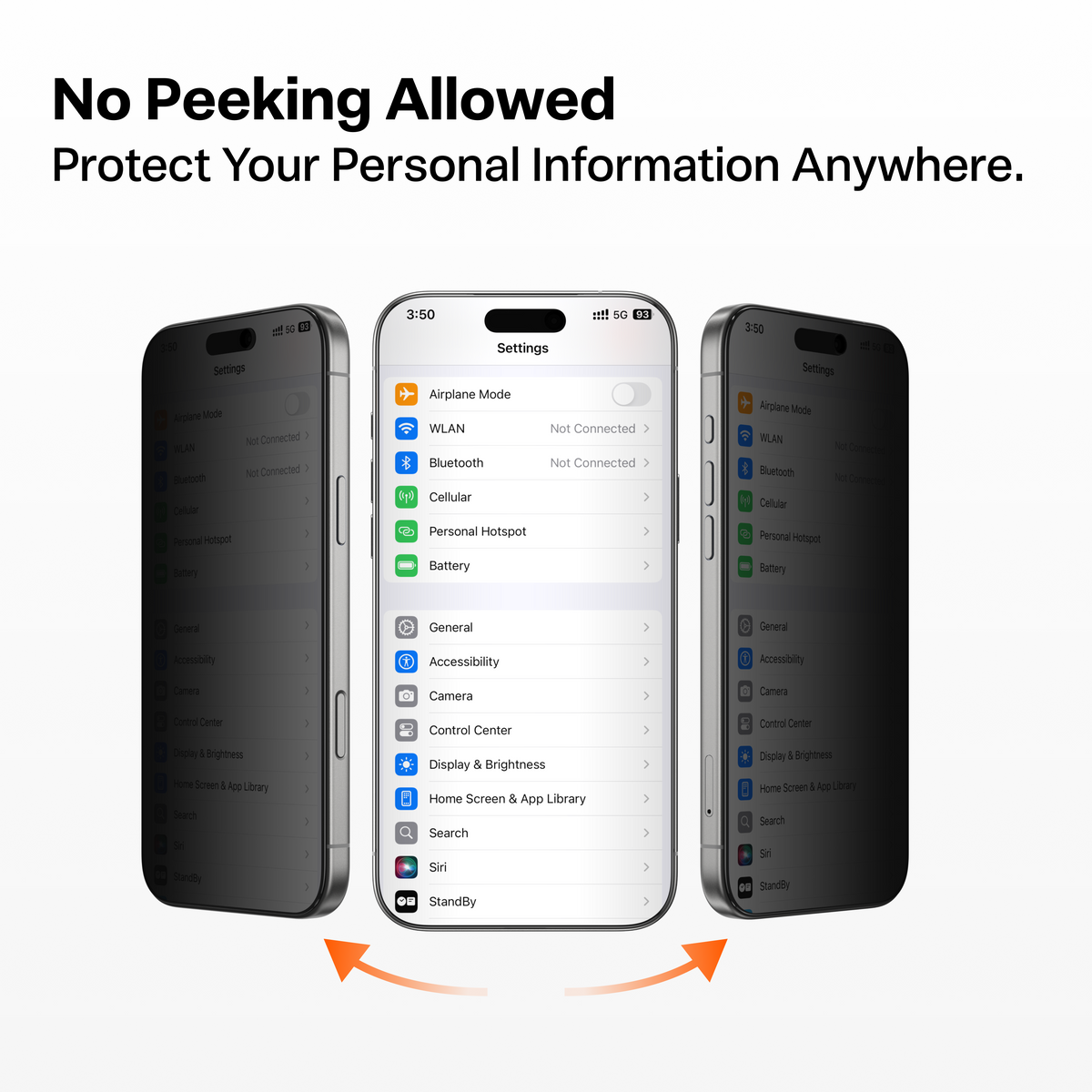 TORRAS iPhone 18 Pro privacy screen protector with 25° anti-peep viewing.