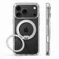 O1S clear case on Deep Black phone, rear and side views